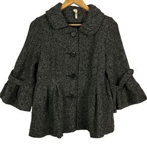 event Women's Peplum Coat, Size Large, Black/Gray/White, Lined, Pockets